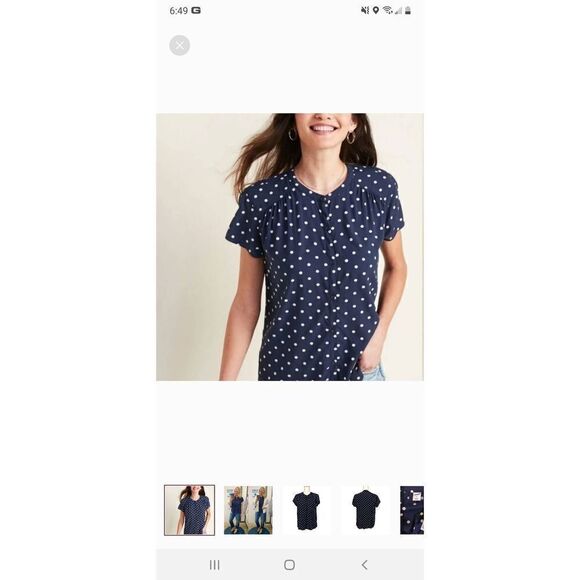 Old Navy Navy blue polka dot sz XL blouse - Picture 1 of 5